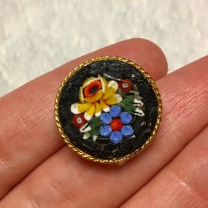 Vintage Floral Micro Mosaic Brooch